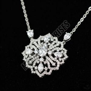 Silver Plated Cz Stone Necklace
