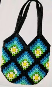 Black Diamond Pattern Crochet Handbags