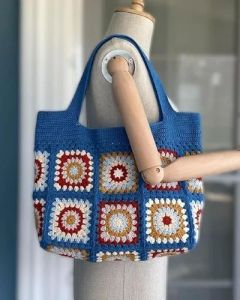 Square Pattern Crochet Handbags