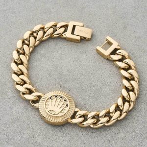 Luxury Hiphop Gold Plated 925 Silver Mens Bracelet