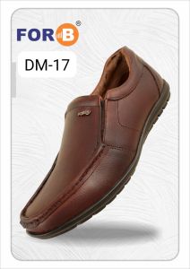 FORB Mens Brown Genuine Leather Moc Toe Slip On Shoes