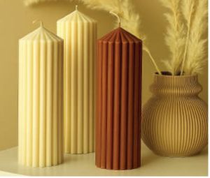 Ribbed Pillar Candle