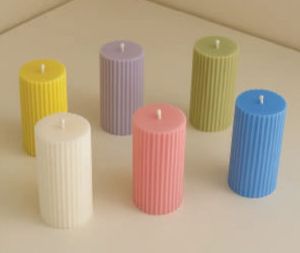 Riged Line Pillar Candle