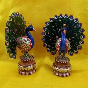 Wooden Peacock Statue