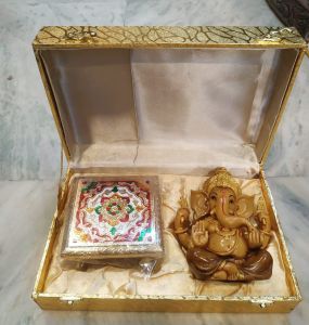 Ganesha Idol with Meenakari Work Chowki Set