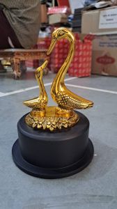 Golden Metal Duck Pair Showpiece