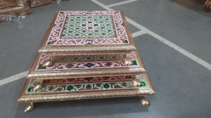 Handcrafted Wooden Meenakari Art Pooja Chowki