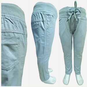 Kids Sky Blue Cotton Slim Fit Jogger Pant