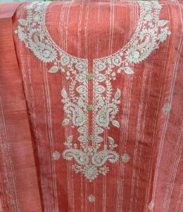 Maheshwari Silk Kashmiri Embroidery Unstitched Suit with Bottom Cotton Rayon Dupatta