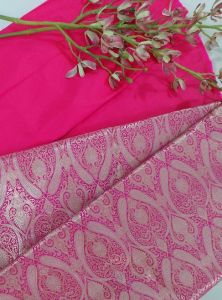 Magenta Brocade Silk Woven Unstitched Co-ord Sets Fabric