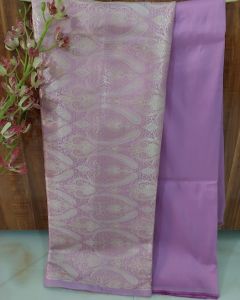 Lilac Brocade Silk Woven Bottom Unstitched Co-ord Sets Fabric