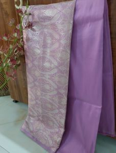 Lilac Brocade Silk Woven Bottom Unstitched Co-ord Sets Fabric