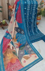 Glace Cotton Printed Bottom Cotton Rayon Dupatta Unstitched Suit