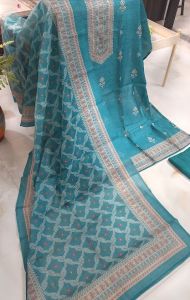 Viscose Linen Printed with Handwork Bottom Unstitched Suit