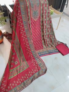 Cotton Blended Digital Printed Unstitched Suits with Rayon Dupatta