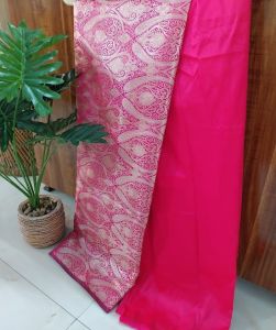 Magenta Brocade Silk Woven Unstitched Co-ord Sets Fabric