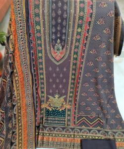Cotton Blend Digital Printed Unstitched Suit with Rayon Dupatta
