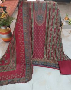 Cotton Blended Digital Printed Unstitched Suits with Rayon Dupatta