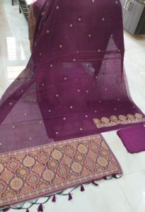 Cotton Silk Thread Woven Bottom Unstitched Suit with Pure Shantoon Dupatta