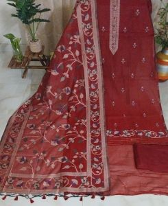 Cotton Silk Thread Bottom Pure Shantoon Unstitched Suits