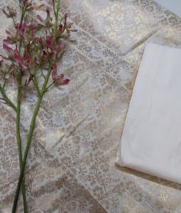 Ivory Brocade Silk Woven Unstitched Co-ord Sets Fabric