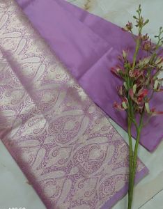 Lilac Brocade Silk Woven Bottom Unstitched Co-ord Sets Fabric