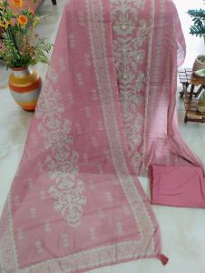 Pure Chanderi Mal Cotton Digital Printed Embellished Unstitched Suit