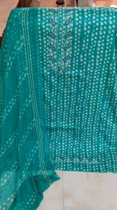 Pure Glace Cotton Bandhni Print Embroidered Unstitched Suit