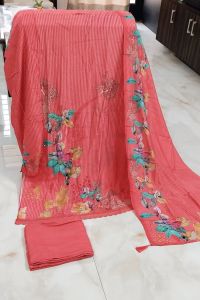 Pure Muslin Digital Printed with Lace Work Unstitched Suit