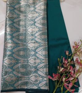 Rama Green Brocade Silk Woven Unstitched Co-ord Sets Fabric