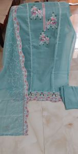 Top Pure Kota Cotton with Thread Embroidery Unstitched Suits