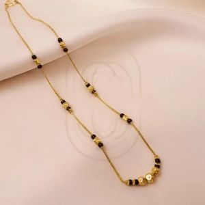 18K Black Beads Gold Plated Minimal Mangalsutra
