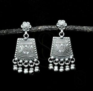 Oxidized Silver Drop Earring