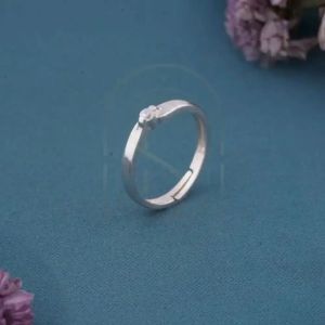 Sterling Silver Stone Studded Adjustable Finger Ring