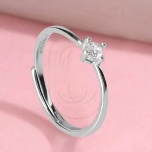 Sterling Silver Stone Studded Adjustable Ring