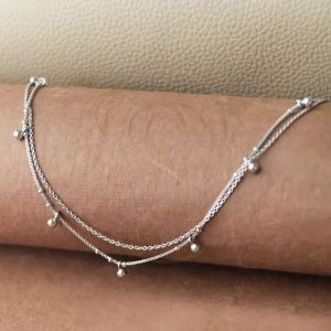 Tiny Little Ball Charm Sterling Silver Anklet
