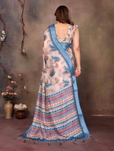 Festive Wear Digital Print Cotton Linen Saree