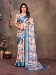 Festive Wear Digital Print Cotton Linen Saree
