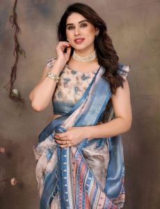 Festive Wear Digital Print Cotton Linen Saree