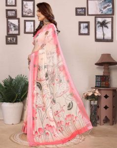 Luxurious Digital Print Cotton Linen Saree