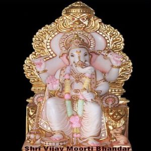 Golden and Pink Marble Ganesha Statue
