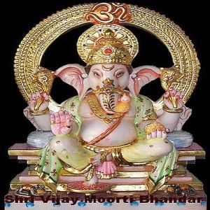 Golden Finish Marble Ganesh Statue