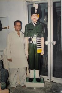 White Marble Standing Sainik Statue