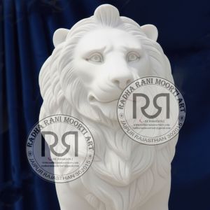 White Marble Lion Moorti
