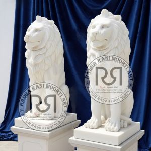 White Marble Lion Moorti