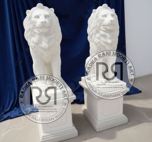 White Marble Lion Moorti