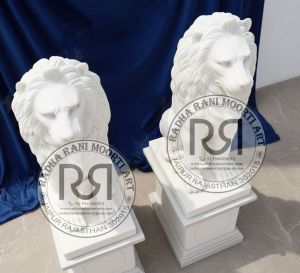 White Marble Lion Moorti