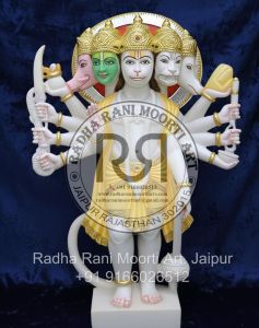 White Marble Panchmukhi Hanuman Ji Statue