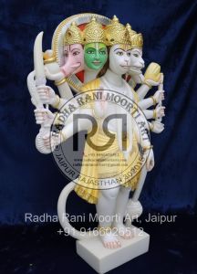 White Marble Panchmukhi Hanuman Ji Statue