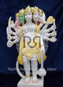 White Marble Panchmukhi Hanuman Ji Statue